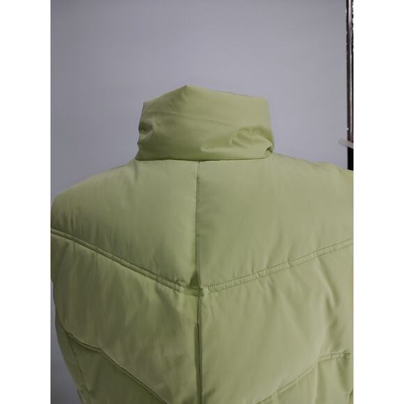 Zeroxposur Woman Quilted Puffer Vest Size 1X Neon Green Down Feathers Zip Snap - Picture 6 of 10